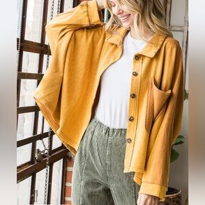Oli & Hali Mustard Yellow Button-Down Overshirt